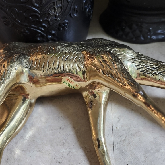 Vintage Brass Deer 9” Tall MCM, Solid Brass Doe Deer - Picture 5 of 8